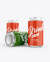 Three Aluminium Drink Cans With Matte Finish Mockup