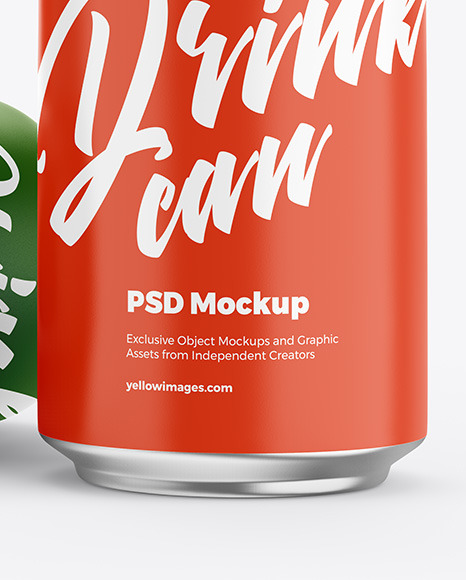 Three Aluminium Drink Cans With Matte Finish Mockup