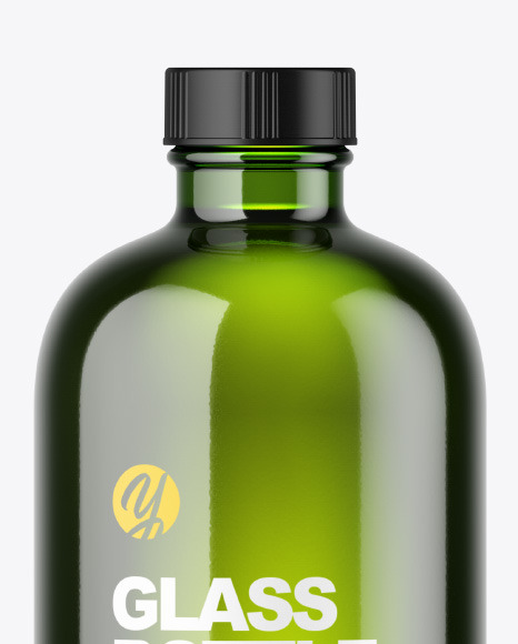 Green Glass Bottle Mockup