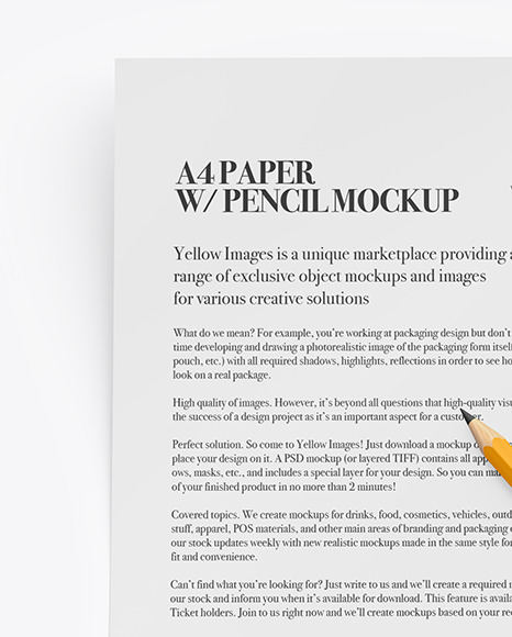 Paper With Pencil Mockup