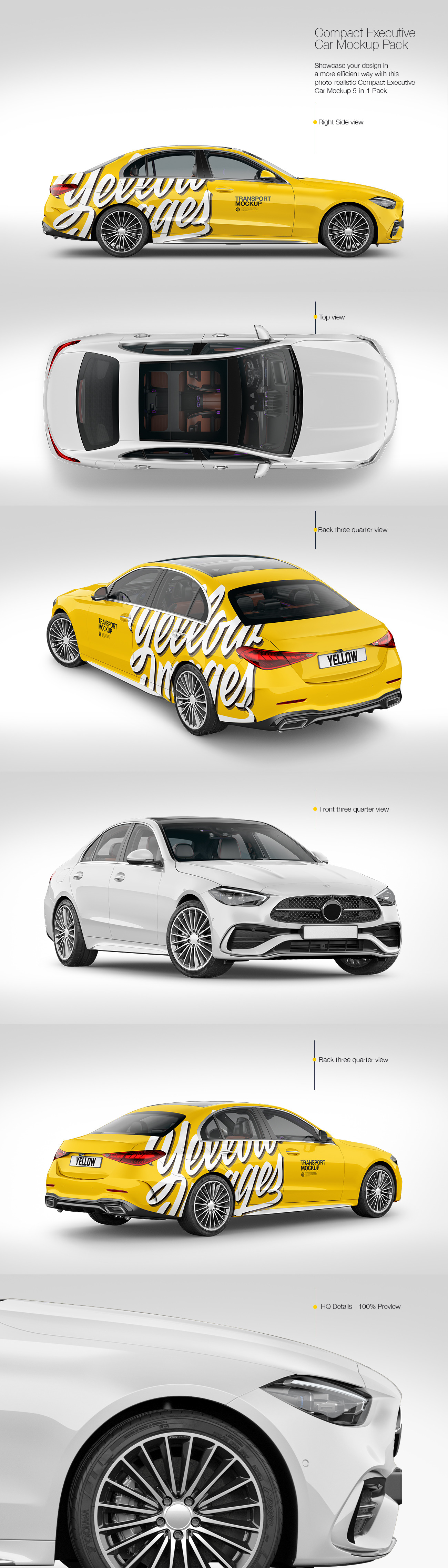 Compact Executive Car Mockup Pack Compact Executive Car Mockup Pack