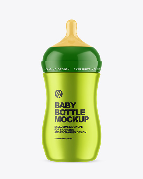 Metallic Baby Bottle Mockup