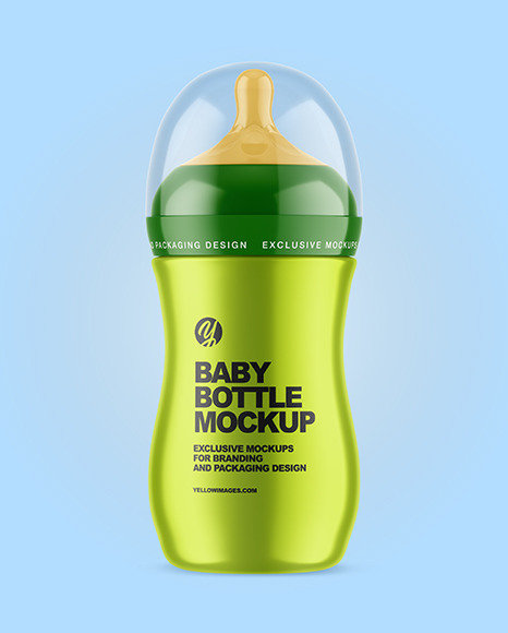 Metallic Baby Bottle Mockup