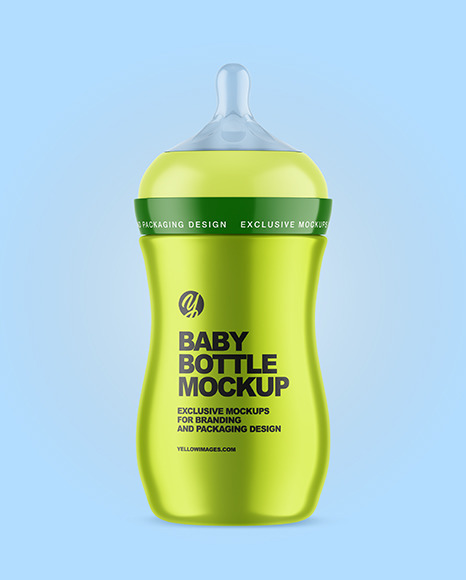 Metallic Baby Bottle Mockup