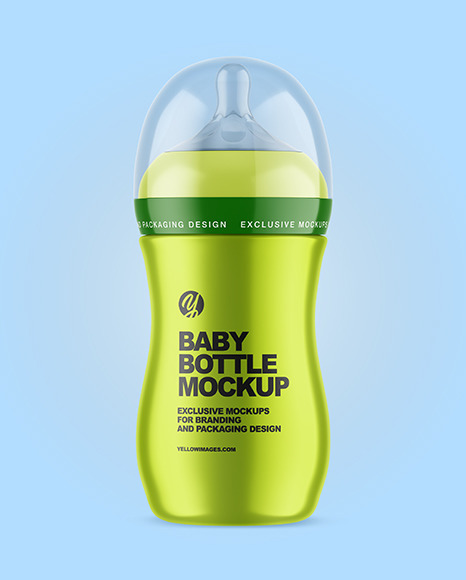 Metallic Baby Bottle Mockup