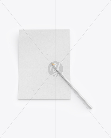 Kraft Paper With Pencil Mockup