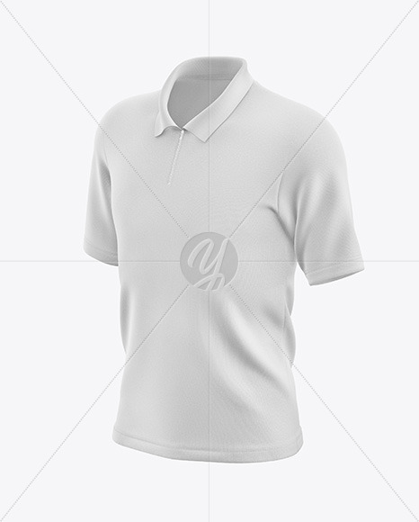 Men's Zip Polo T-Shirt Mockup - Front Half Side View