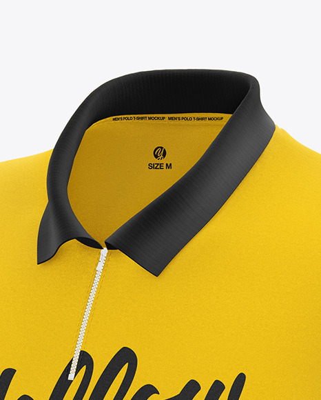 Men's Zip Polo T-Shirt Mockup - Front Half Side View