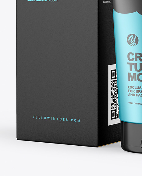 Metallic Cosmetic Tube with Box Mockup