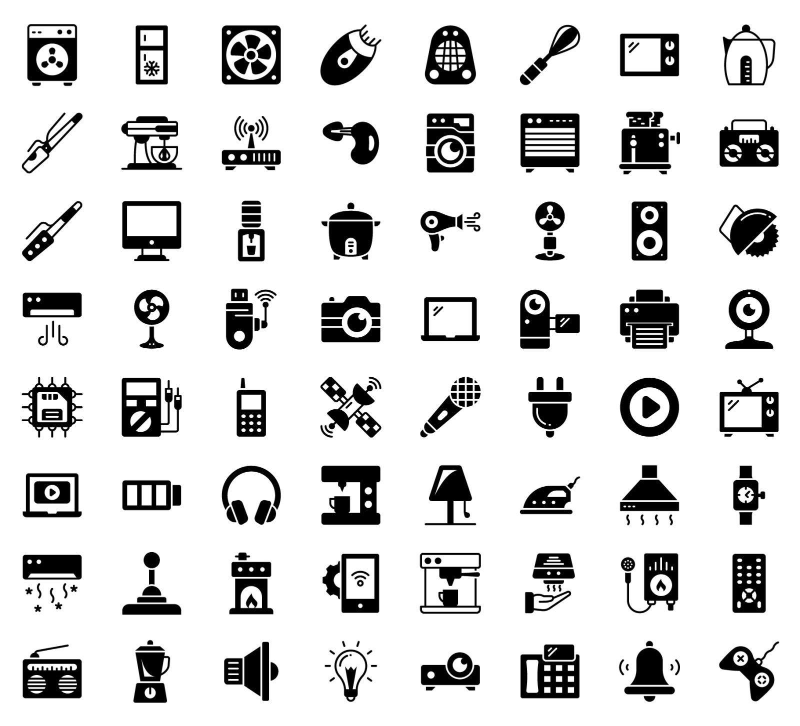 70 Appliance and Electronics Colored Line Icons