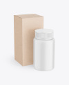 Pills Bottle with Kraft Paper Box Mockup