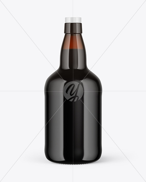 Amber Glass Port Wine Bottle Mockup