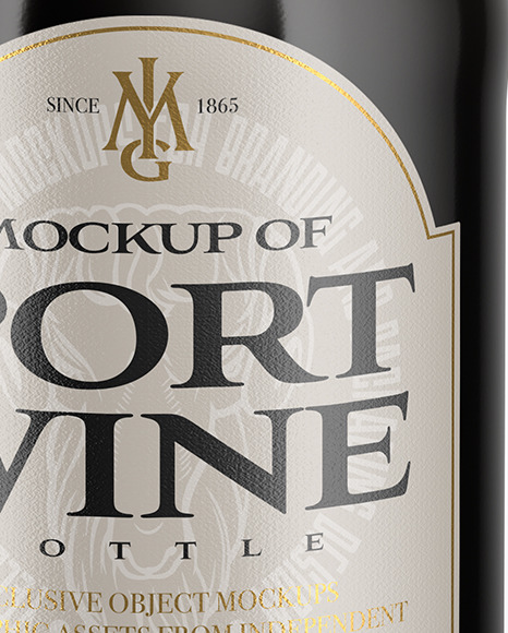 Amber Glass Port Wine Bottle Mockup