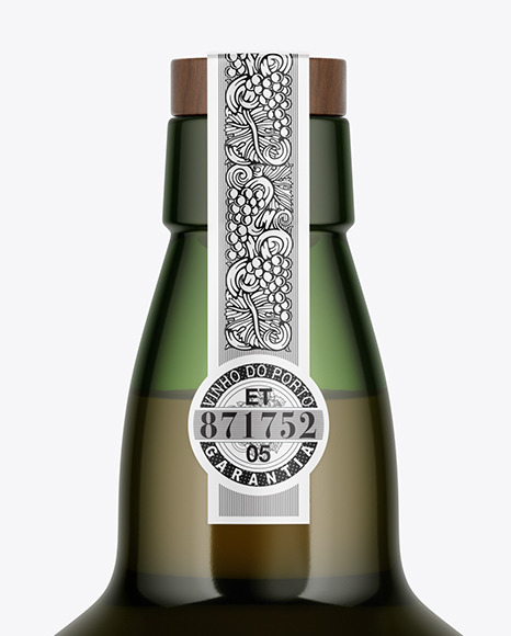 Green Glass Port Wine Bottle Mockup