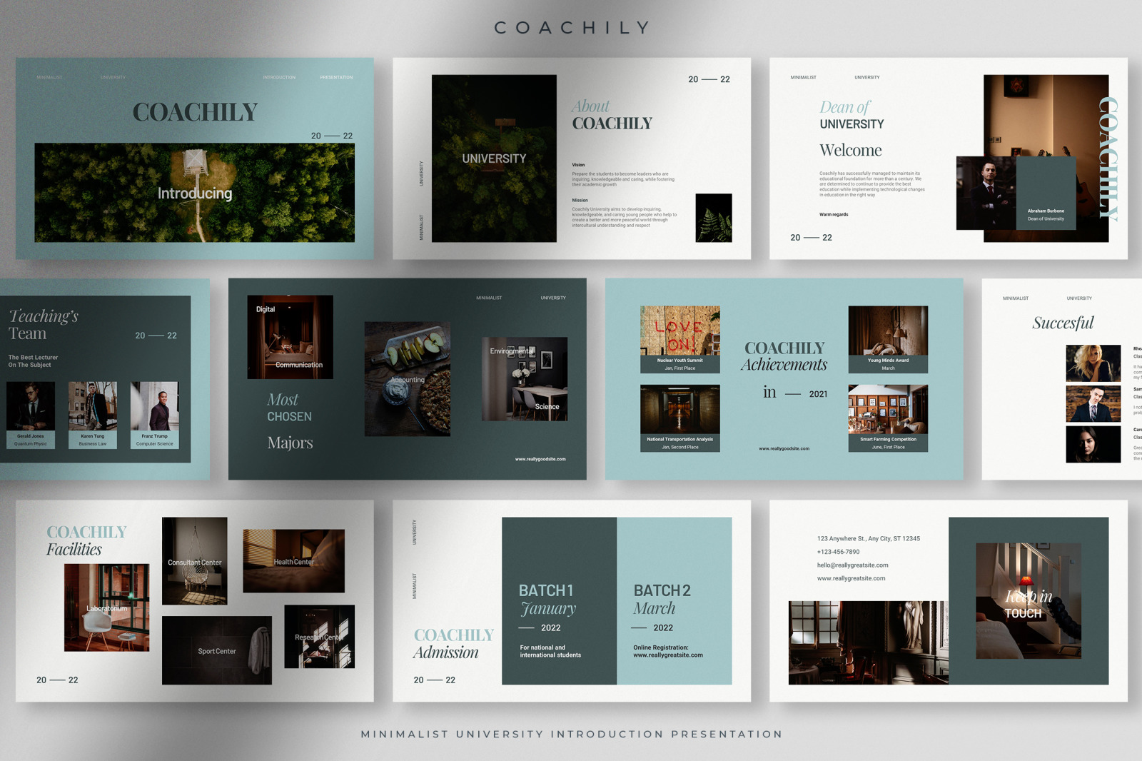 Coachily - Aqua Marine Minimalist University Introduction Presentation Coachily - Aqua Marine Minimalist University Introduction Presentation