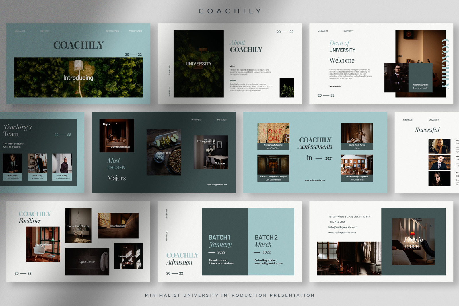 Coachily - Aqua Marine Minimalist University Introduction Presentation