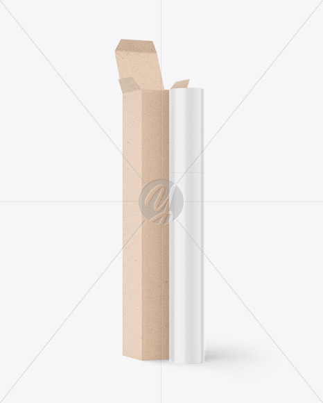 Lipstick Pencil with Kraft Paper Box Mockup