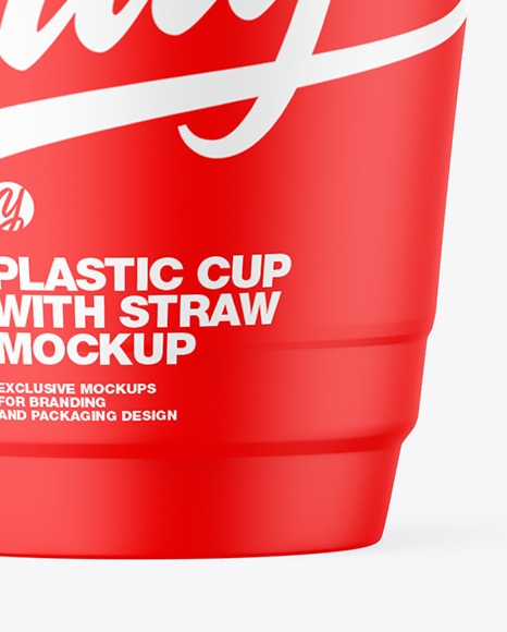 Matte Plastic Cup with Straw Mockup