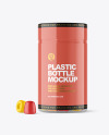 Plastic Bottle with Gummies Mockup Plastic Bottle with Gummies Mockup