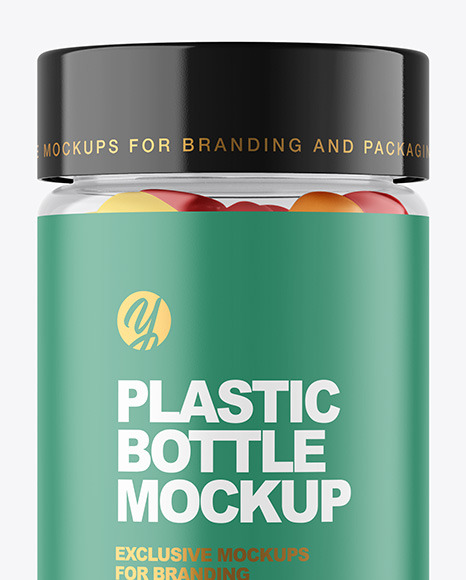 Plastic Bottle with Gummies Mockup Plastic Bottle with Gummies Mockup
