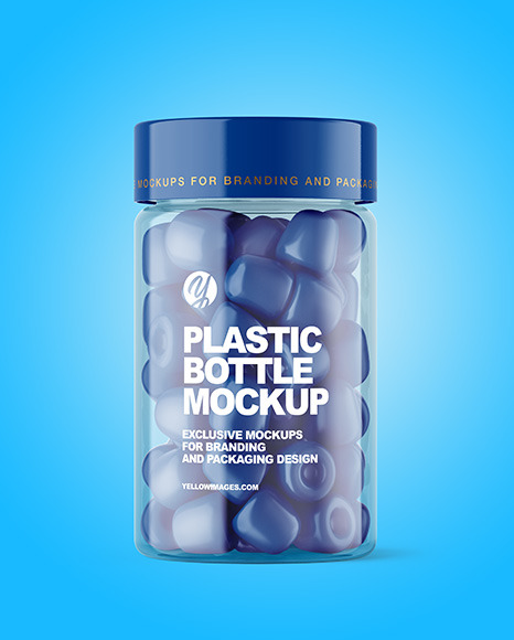 Plastic Bottle with Gummies Mockup Plastic Bottle with Gummies Mockup
