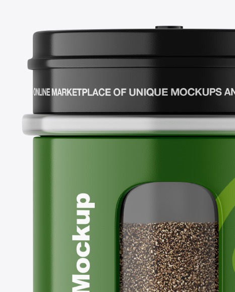 Glossy Spice Jar w/ Black Pepper Mockup