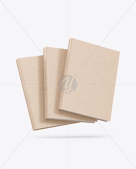 Three Kraft Paper Hardcover Books Mockup