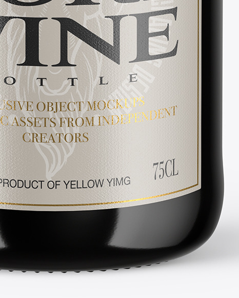 Amber Glass Port Wine Bottle With Tube Mockup