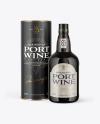 Amber Glass Port Wine Bottle With Tube Mockup