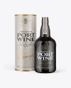 Amber Glass Port Wine Bottle With Tube Mockup