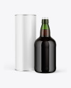 Green Glass Port Wine Bottle With Tube Mockup