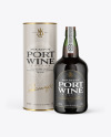 Green Glass Port Wine Bottle With Tube Mockup