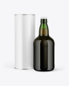 Green Glass Port Wine Bottle With Tube Mockup