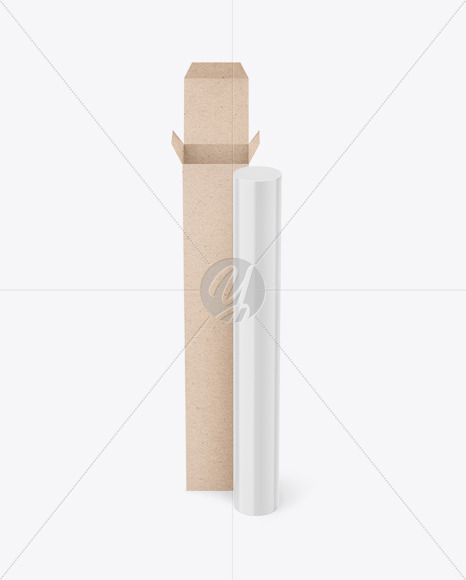 Lipstick Pencil with Kraft Paper Box Mockup