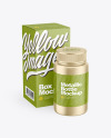 Metallic Pills Bottle w/ Kraft Paper Box Mockup