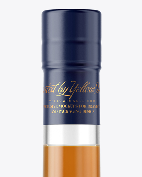 Clear Glass Bottle with Cognac Mockup