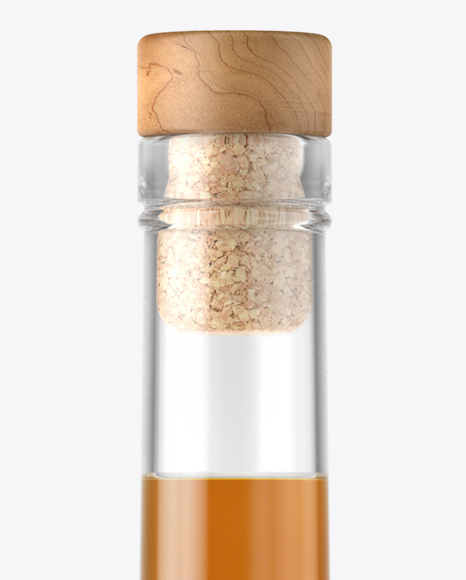 Clear Glass Bottle with Cognac Mockup