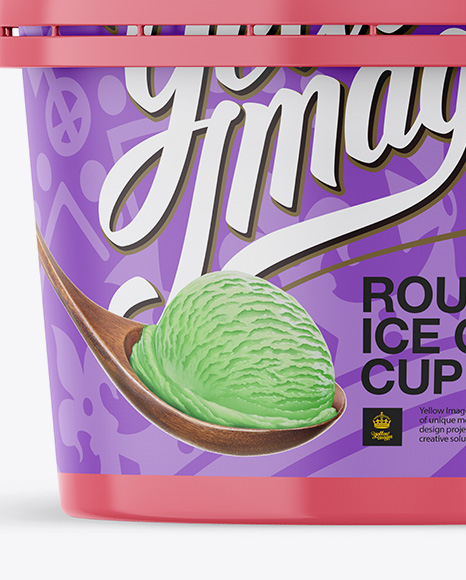 Glossy Ice Cream Cup Mockup - Front View