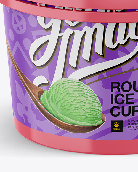 Glossy Ice Cream Cup Mockup (High-Angle Shot)