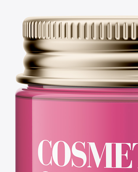 Clear Glass Cosmetic Jar Mockup - Front View