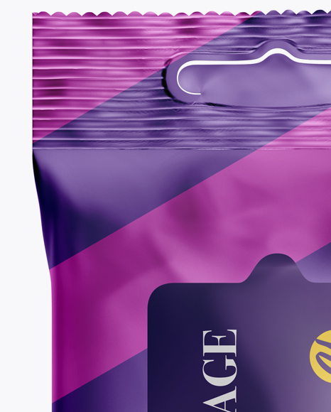 Matte Metallic Wet Wipes Pack Mockup - Front View