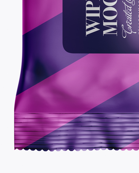 Matte Metallic Wet Wipes Pack Mockup - Front View