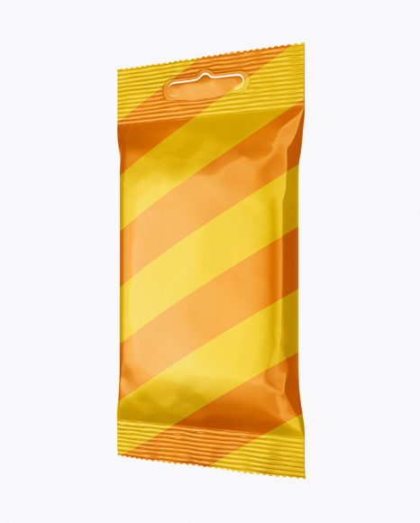 Glossy Wet Wipes Pack Mockup - Half Side View