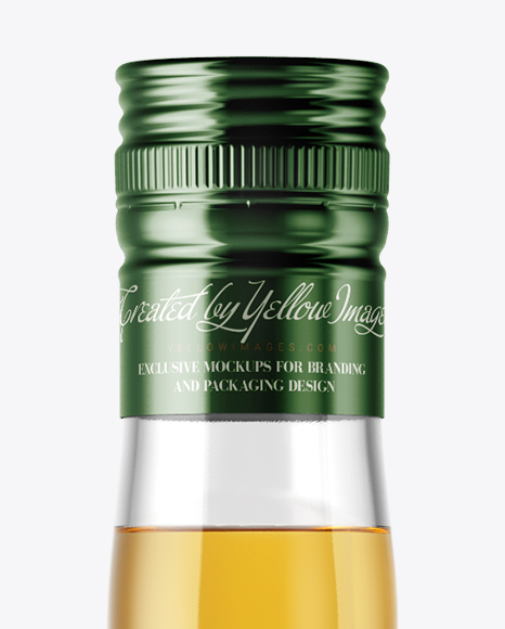 Clear Glass Bottle with Gold Whiskey Mockup