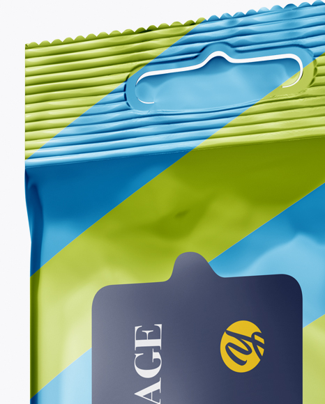 Metallic Wet Wipes Pack Mockup - Half Side View