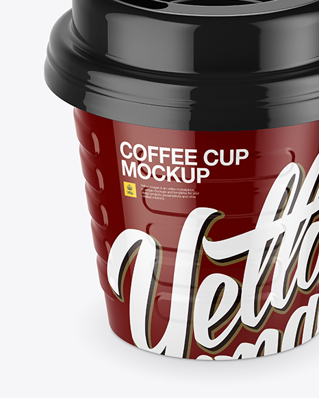 Glossy Small Coffee Cup Mockup (High-Angle Shot)