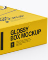 Glossy Box Mockup - Half Side View (High-Angle Shot)