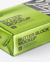 Matte Metallic Butter Block Mockup - Half Side View (High-Angle Shot)