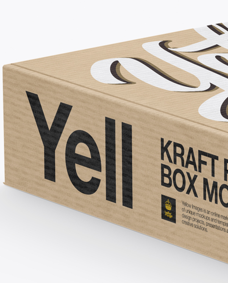 Kraft Box Mockup - Half Side View (High-Angle Shot)