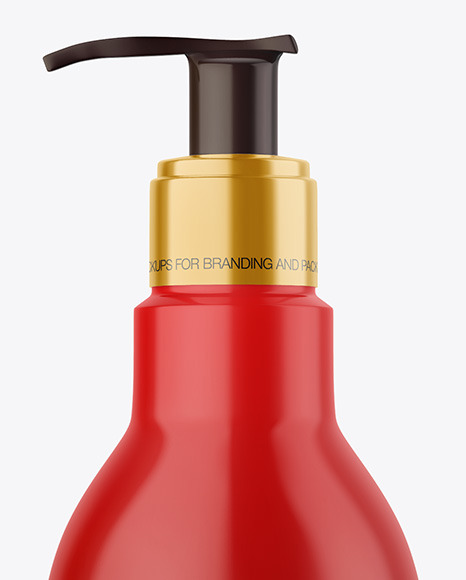 Glossy Bottle with Pump Mockup